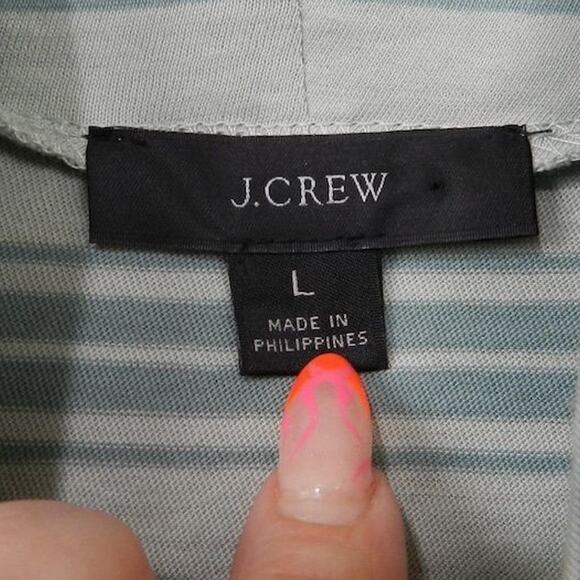 J.Crew Striped Long Sleeve Turtleneck Tee Size L‎ Light Mint Antique Mineral Top - Picture 6 of 10